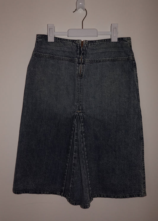 THICK WAIST DENIM MIDI SKIRT