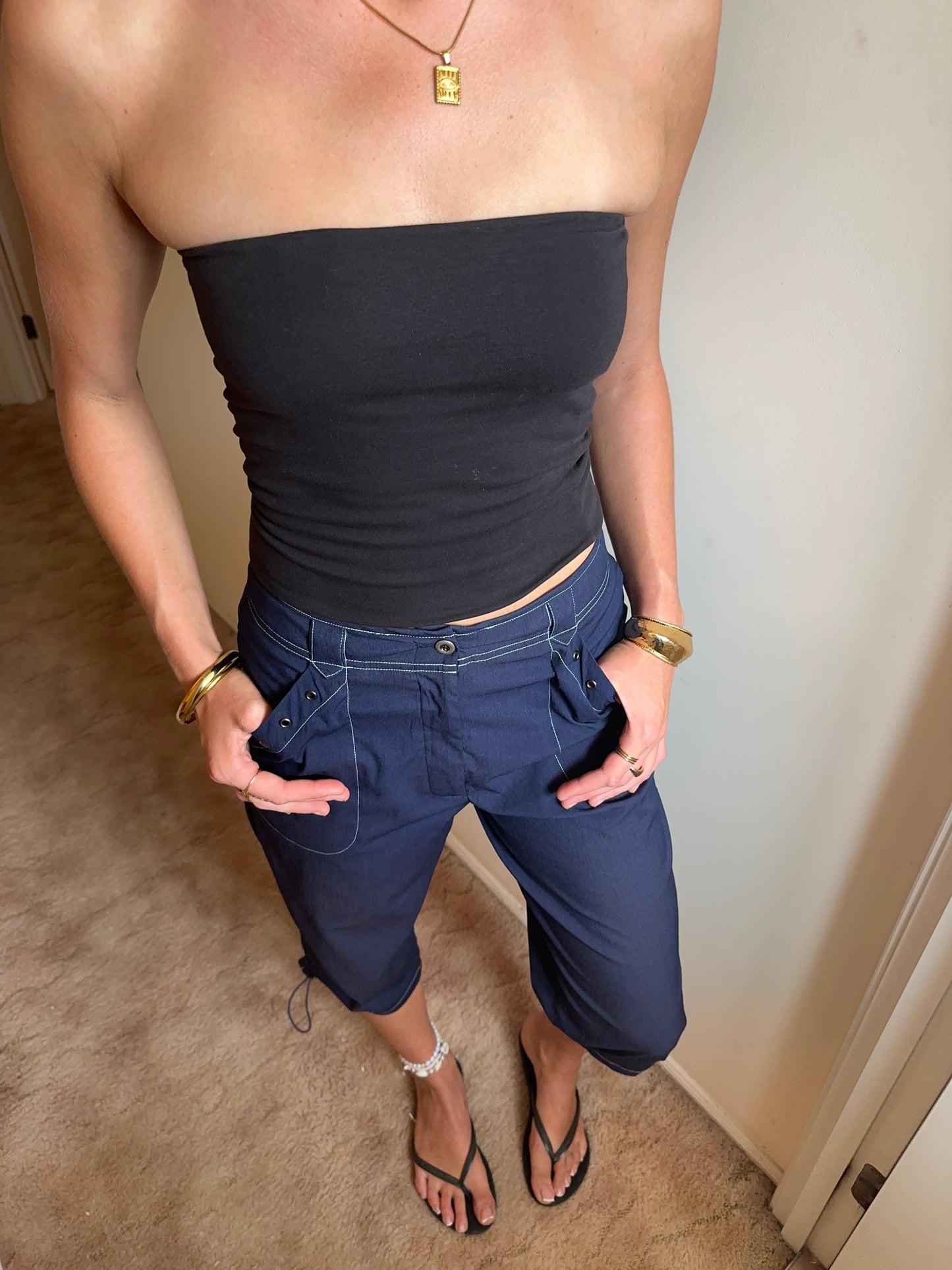 BLUE CAPRI CARGO PANTS