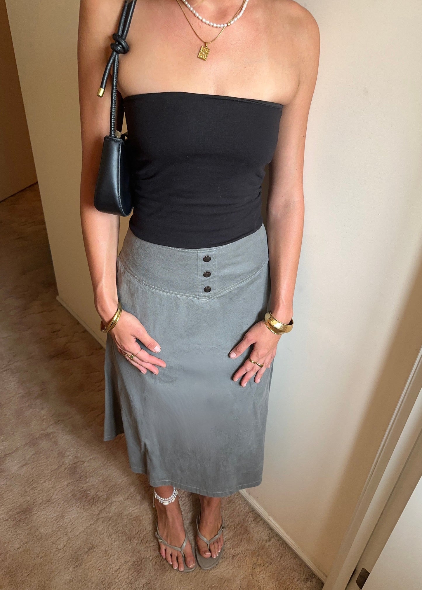 CALVIN KLEIN GREY MAXI SKIRT