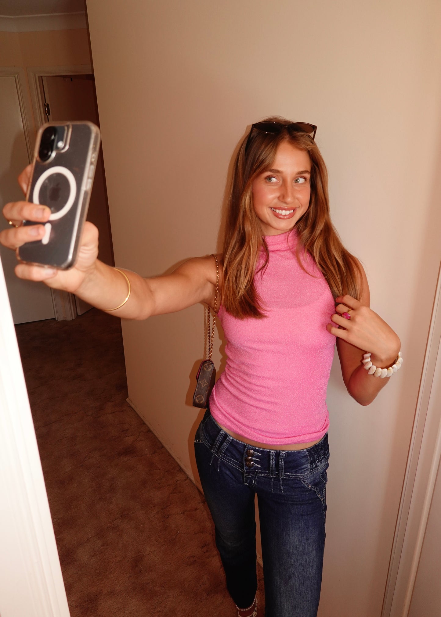 PINK SHEER TURTLENECK TOP