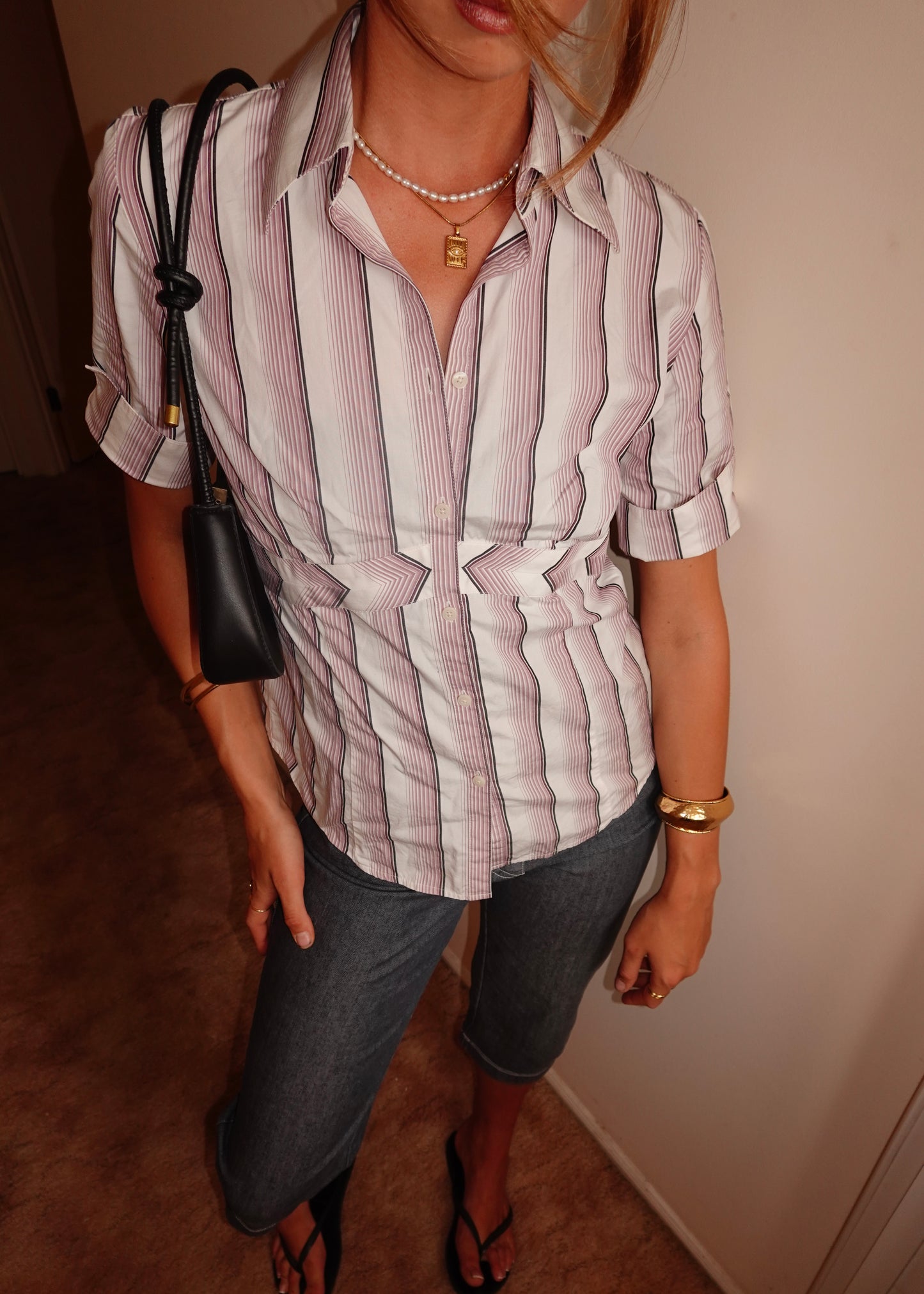 IT GIRL STRIPED SHORT SLEEVE SHIRT