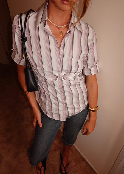 IT GIRL STRIPED SHORT SLEEVE SHIRT