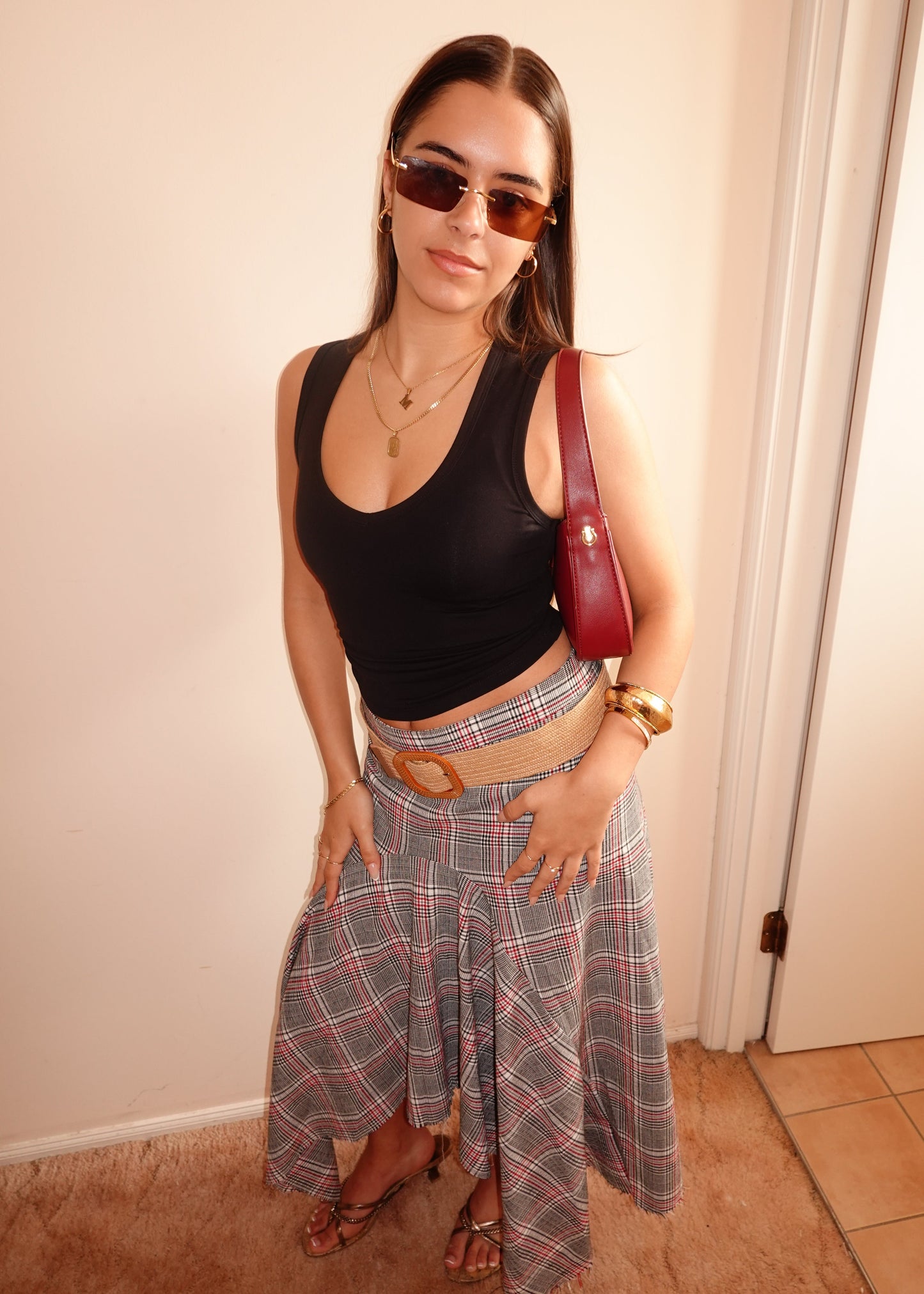 PLAID MAXI SKIRT