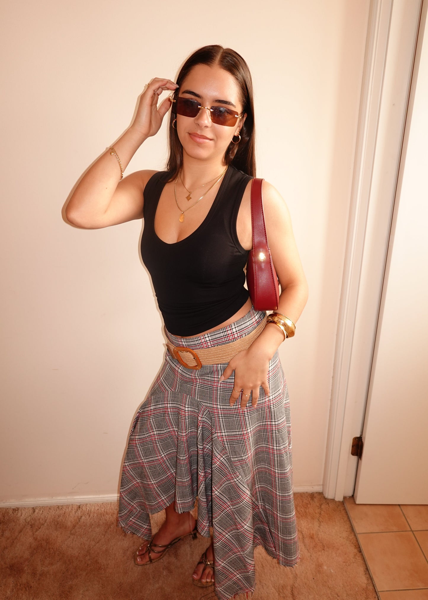 PLAID MAXI SKIRT