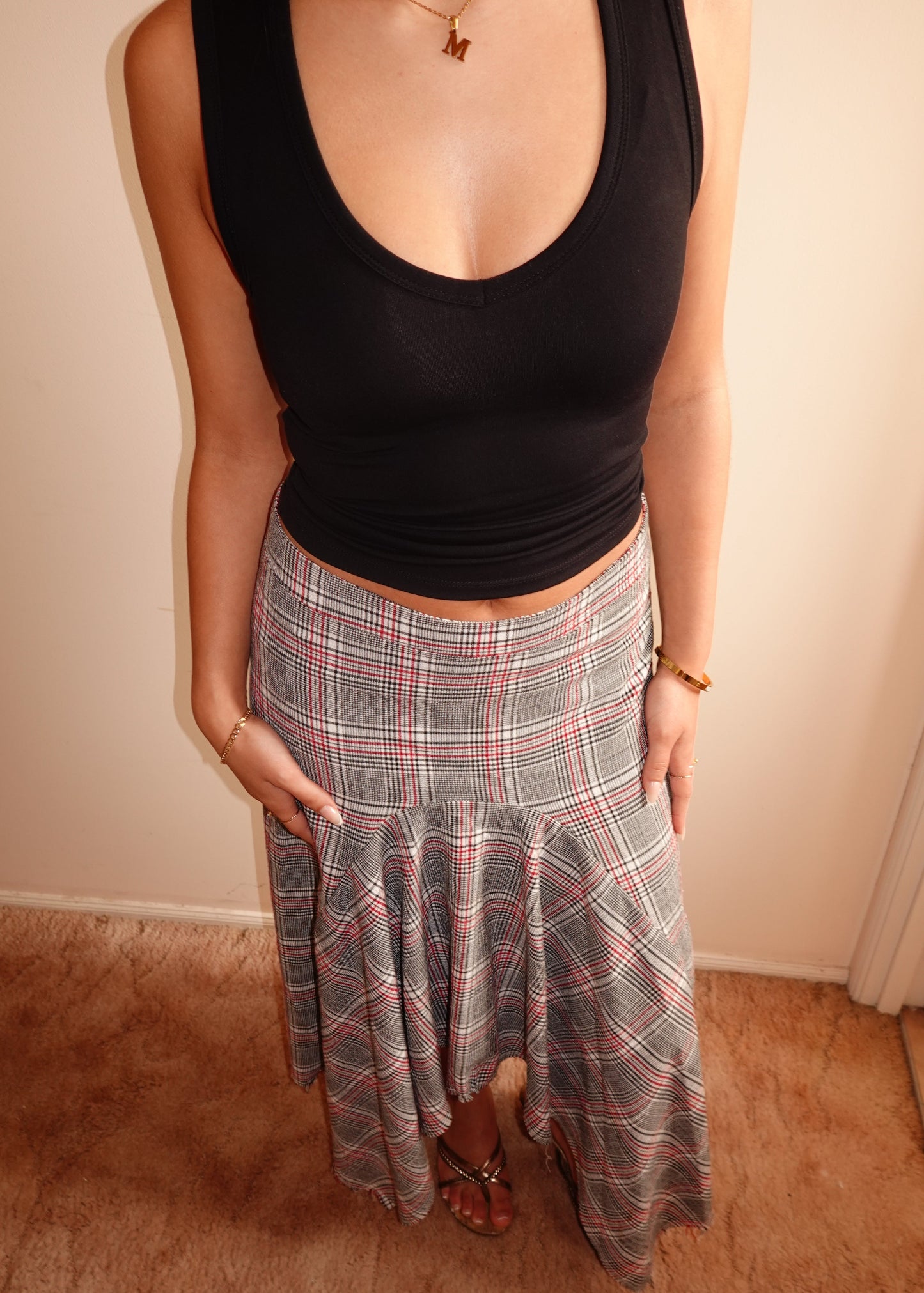 PLAID MAXI SKIRT