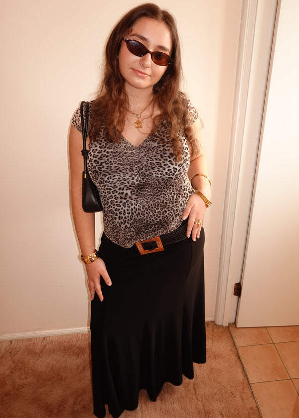 LEOPARD PRINT CAP-SLEEVE TOP
