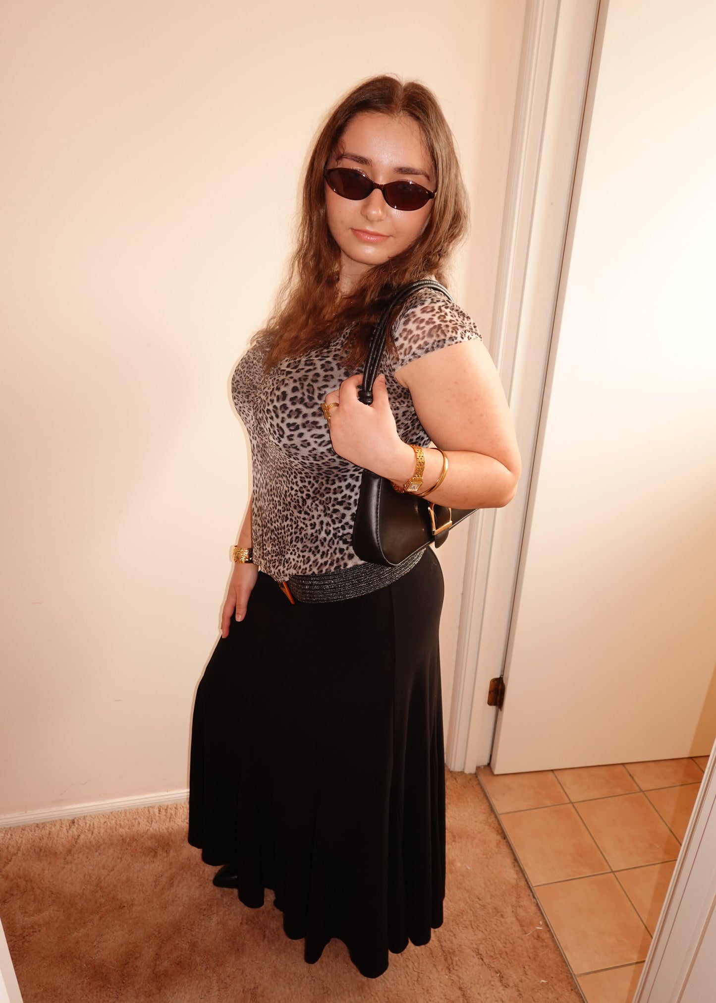 BLACK PANEL MAXI SKIRT