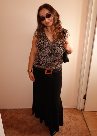 LEOPARD PRINT CAP-SLEEVE TOP