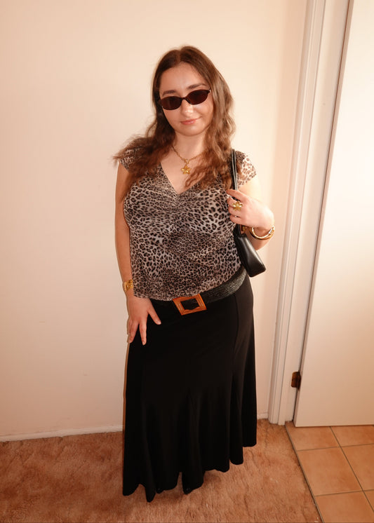 BLACK PANEL MAXI SKIRT