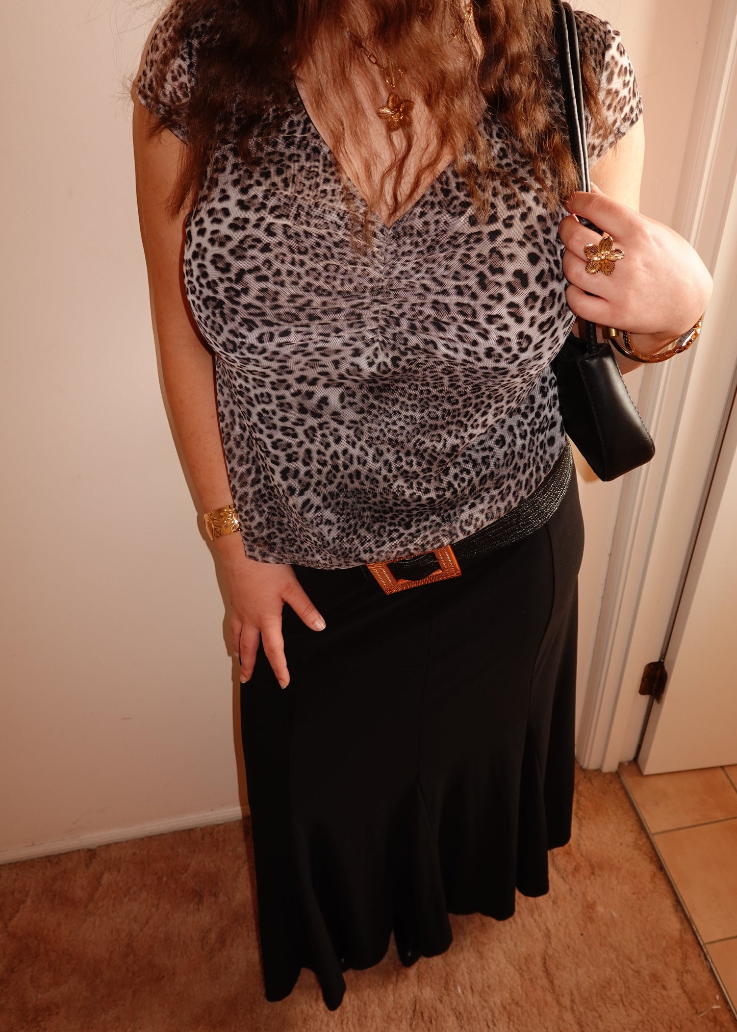 BLACK PANEL MAXI SKIRT