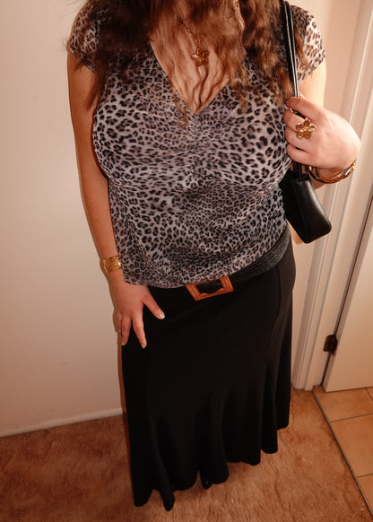 BLACK PANEL MAXI SKIRT