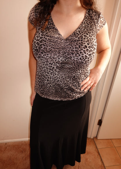 LEOPARD PRINT CAP-SLEEVE TOP
