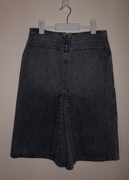 THICK WAIST DENIM MIDI SKIRT