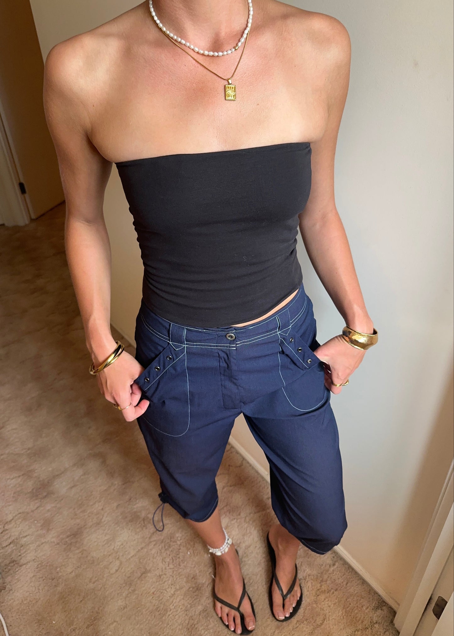 BLUE CAPRI CARGO PANTS