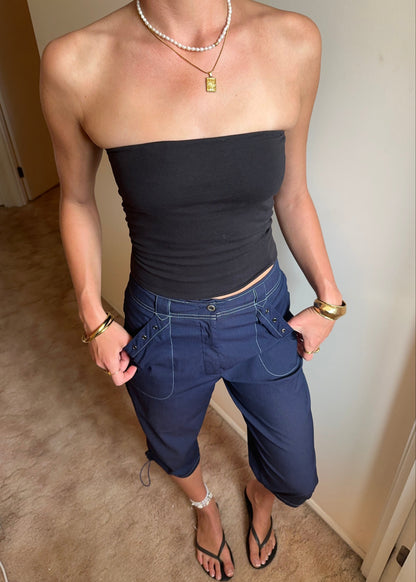 BLUE CAPRI CARGO PANTS