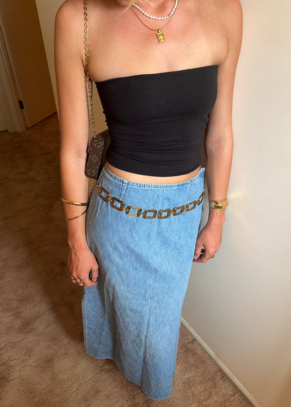 DENIM MAXI SKIRT WITH SIDE ZIP