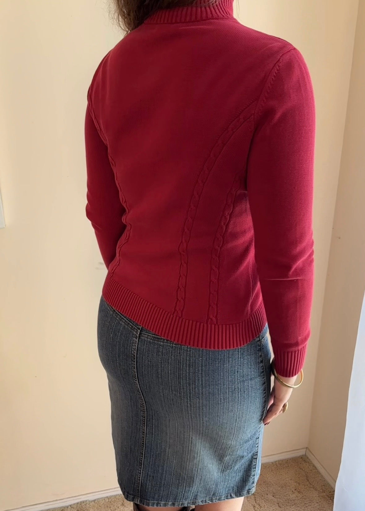 TOMMY HILFIGER RED LOGO KNIT ZIP JACKET