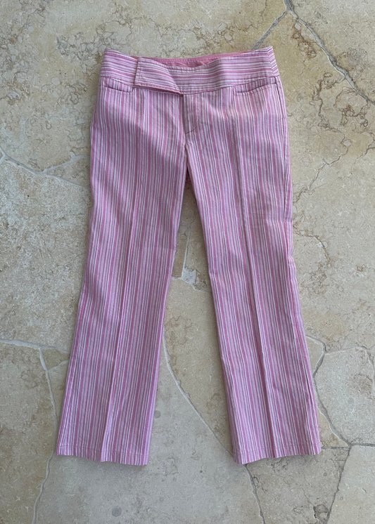 PINK STRIPE CAPRI PANTS