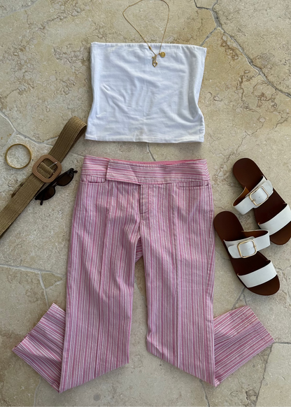 PINK STRIPE CAPRI PANTS