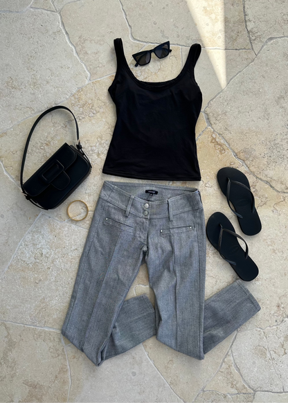 ITALIAN SILVER DENIM CAPRI JEANS