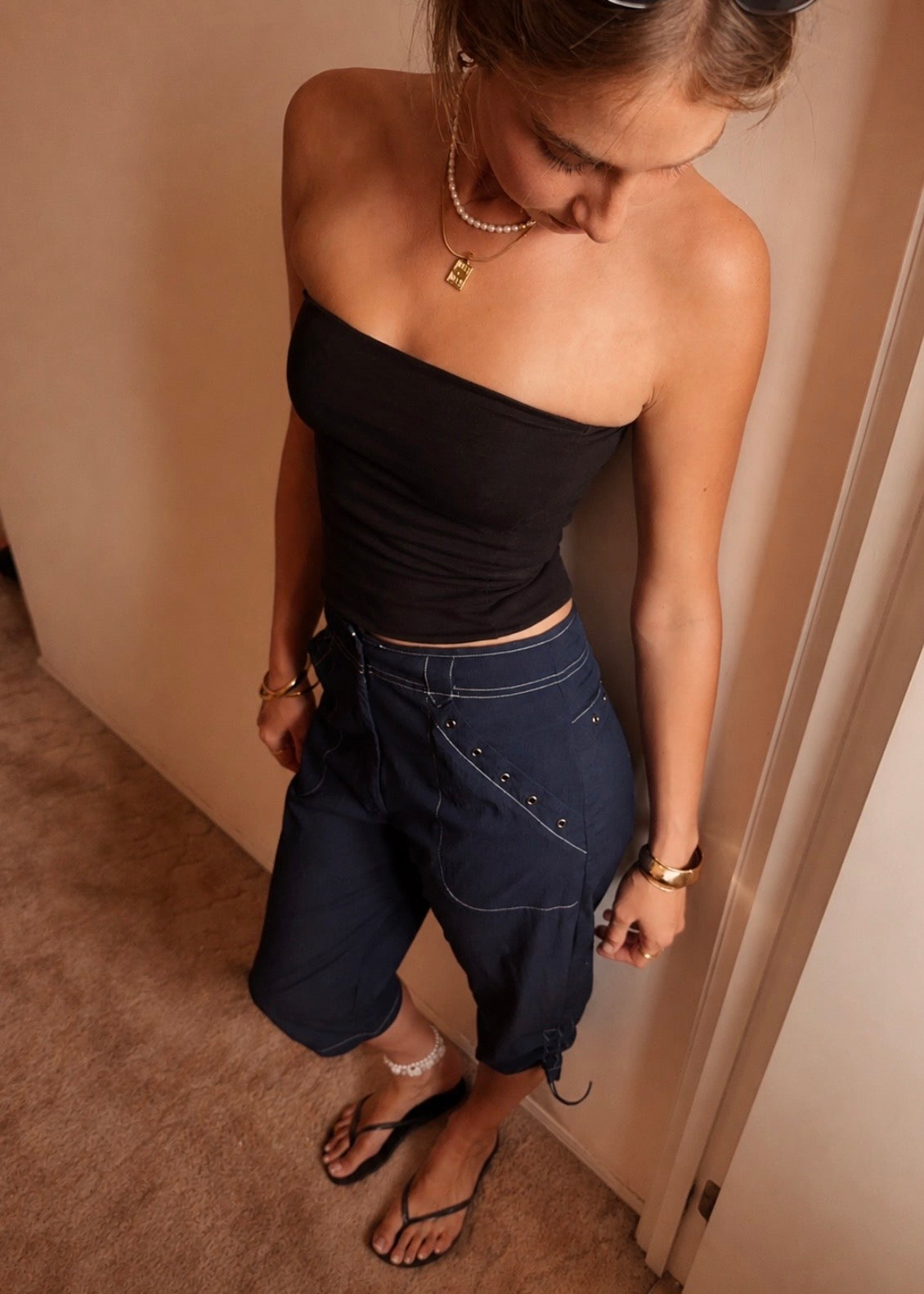 BLUE CAPRI CARGO PANTS