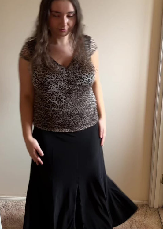 BLACK PANEL MAXI SKIRT