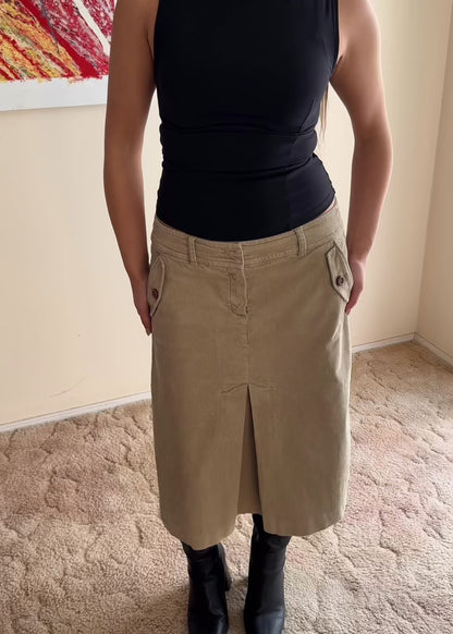 ESPRIT BEIGE CORDROY MIDI SKIRT