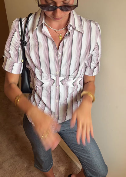 IT GIRL STRIPED SHORT SLEEVE SHIRT